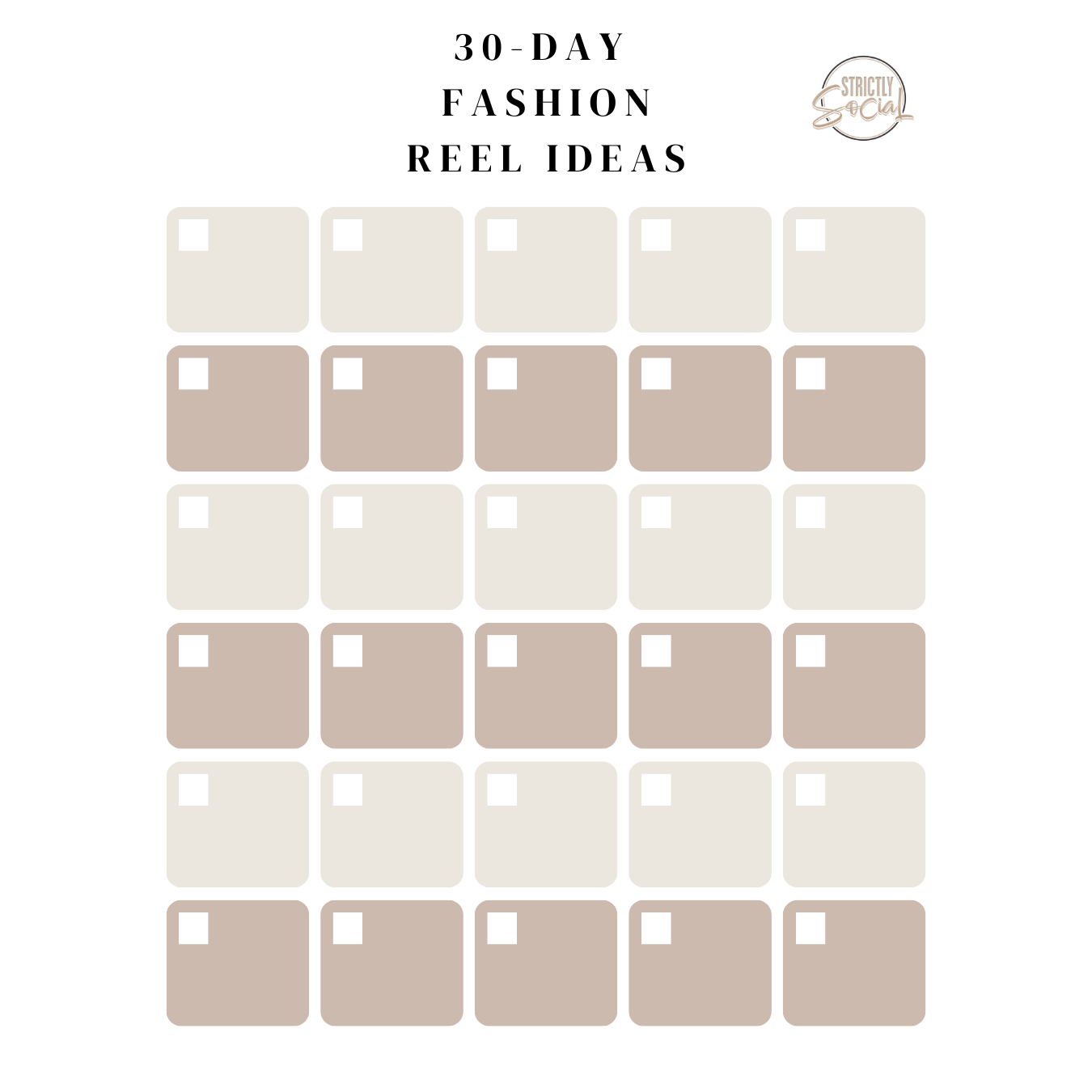 FREE 30 Day Fashion Reel Ideas