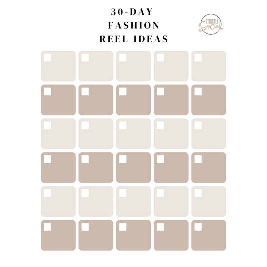 FREE 30 Day Fashion Reel Ideas